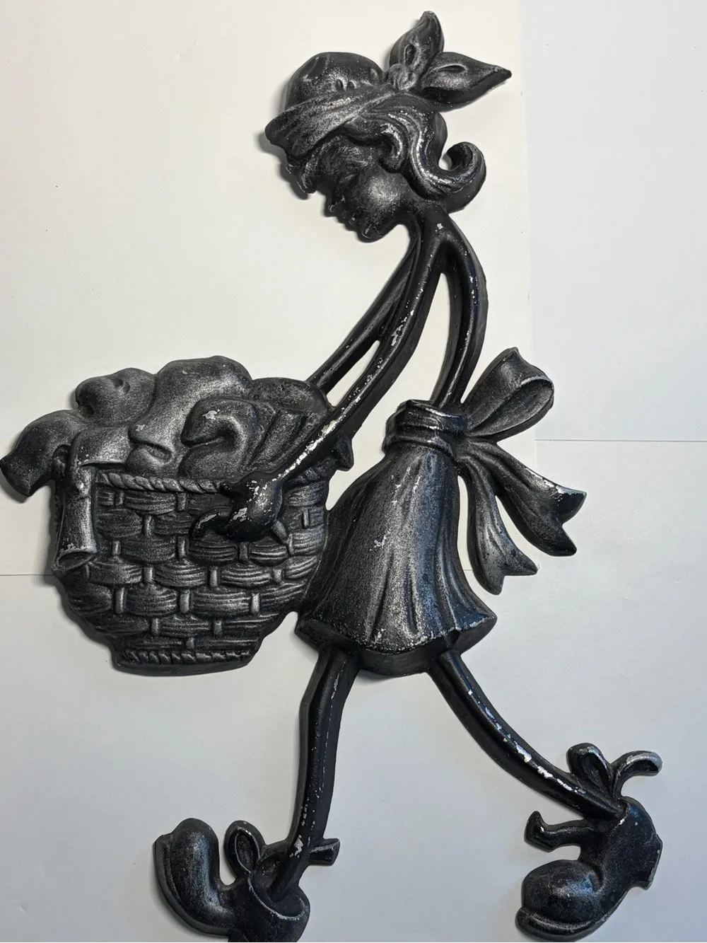 Vintage Sexton 1971 Cast Aluminum Chore Girl Figurine Wall Art Set